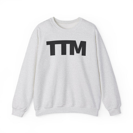 Gray sweatshirt with 'TTM' text on a white background